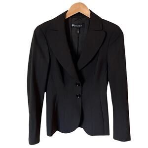 ESCADA Black Blazer Jacket Single Breasted Wool Career Slim Tailored 34 EUC